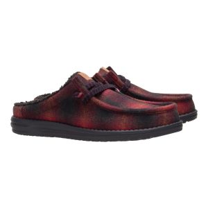 wally slip cozy plaid red plaid/black