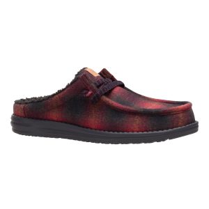 wally slip cozy plaid red plaid/black